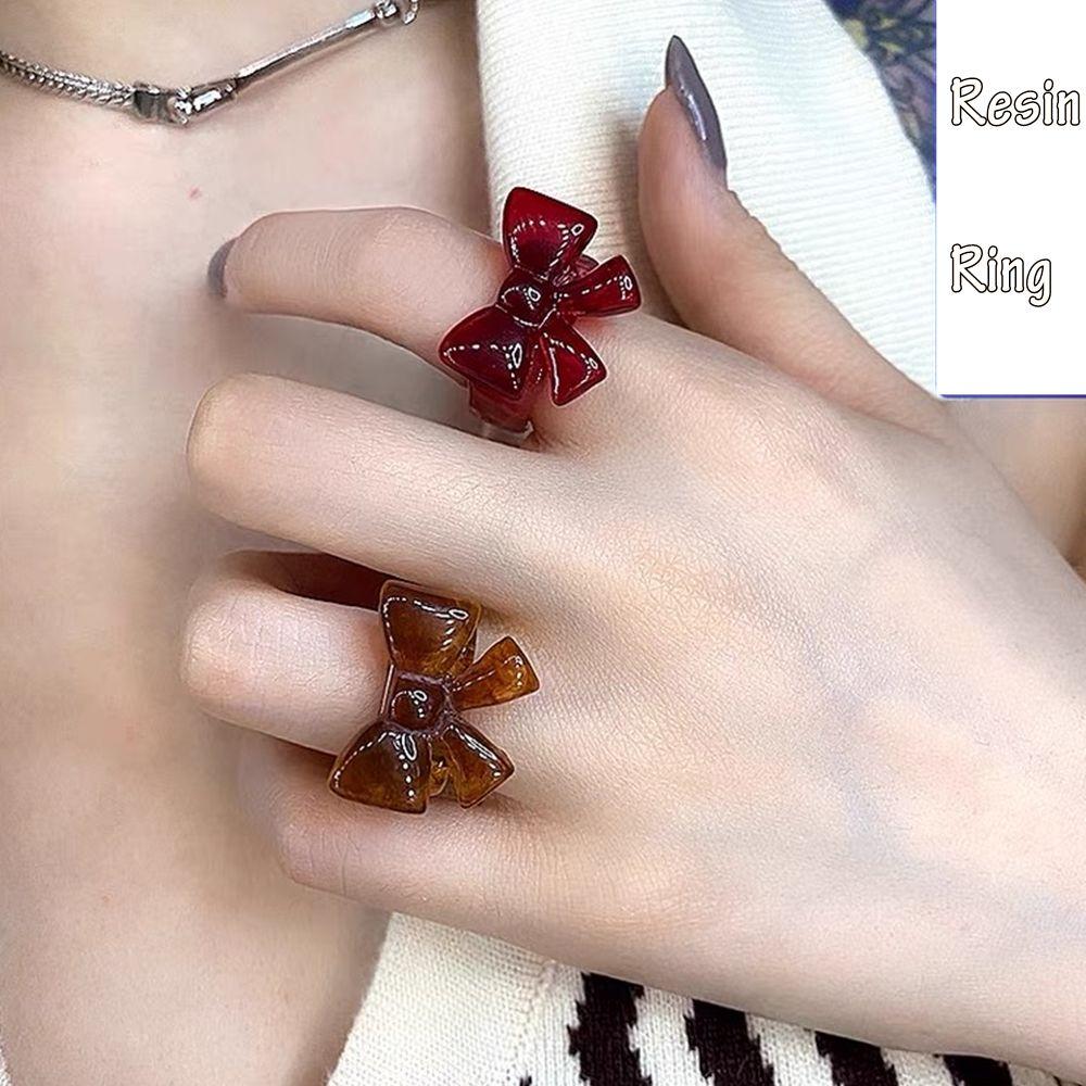 

New Fashion Accessories DIY Jewelry Bow Ring Resin червоний