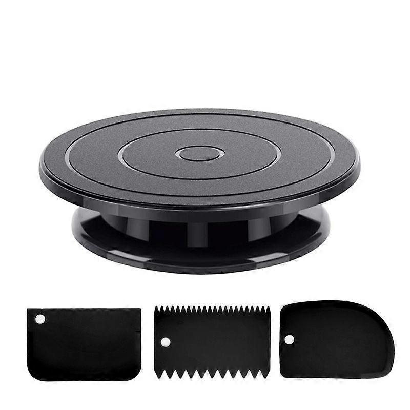Black cake turntable plastic decorating turntable diy baking tool set cream scraper spatula 1