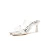 7315 High-heeled Slippers Women's New Transparent Crystal Heel Cool Slippers Square-heeled Sandals In Summer 2025