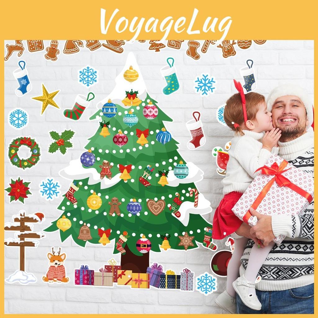 Christmas Wall Festive Decor Art Paper Cards Stickers Set With Tree Pattern