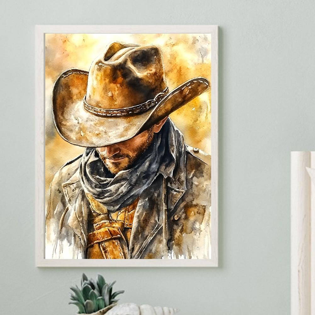 Cowboy Full DIY 5D Round Drill Diamond Art Kits for Adults/Beginners Gift Idea Home Decor Diamond Painting Gem Art 11.81x15.75in