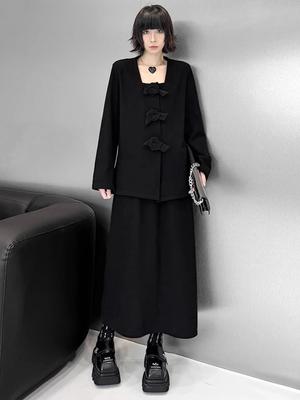 Conjuntos de Vestido Casual de Manga Larga con Cuello Cuadrado y Cintura Elástica GMM1037