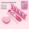 Pink Heart 4-Piece Nail Kit: Sponge File, Double-Sided Nail File, EVA Toe Separator, Crystal Stick