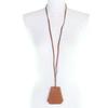 Great HERMES Necklace Brown Leather Women Used