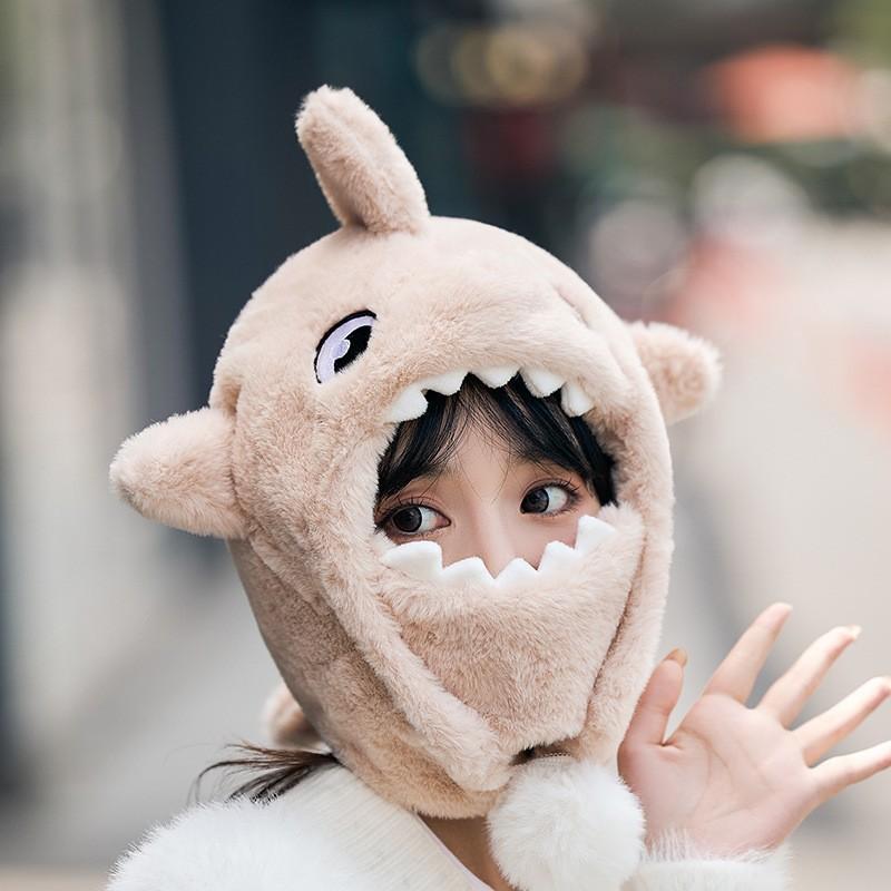 Ski Head Cover Ear Protection Face Pullover Hat Warm Veneer Cartoon Shark Cycling Cute Snow Helmet Hat