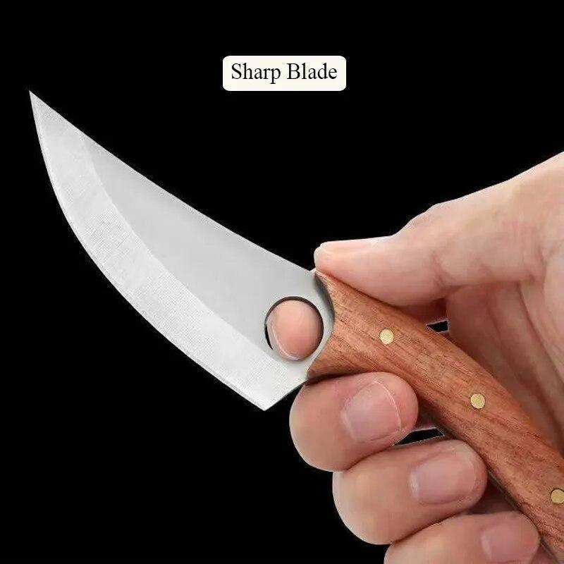 Stainless Steel Boning Knife Hand Forged Butcher Knife Camping Barbecue Cutting Fruit Outdoor Portable Kitchen Knife