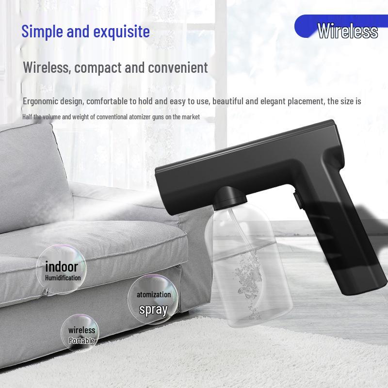Wiederaufladbare kabellose Nano-Zerstäubungs-Desinfektionssprühpistole mit Blaulicht