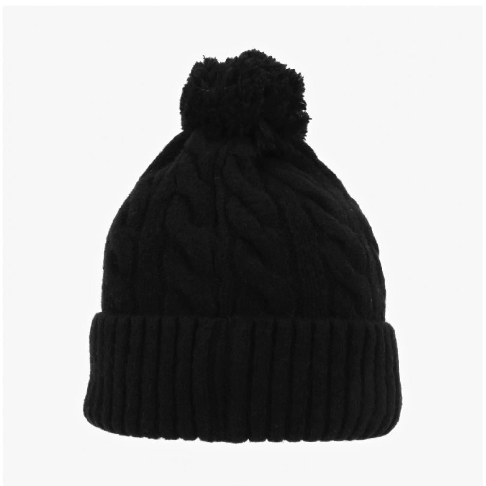Kangol K4460sm Black Cable Knit Pom Pom Beanie