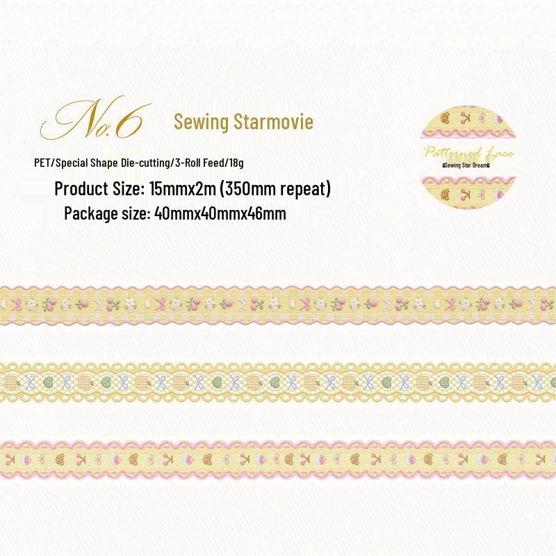Twilight Dream Series PET Fabric Adhesive Tape - Fresh Ins Style, 6 Patterns for Journaling and Decoration