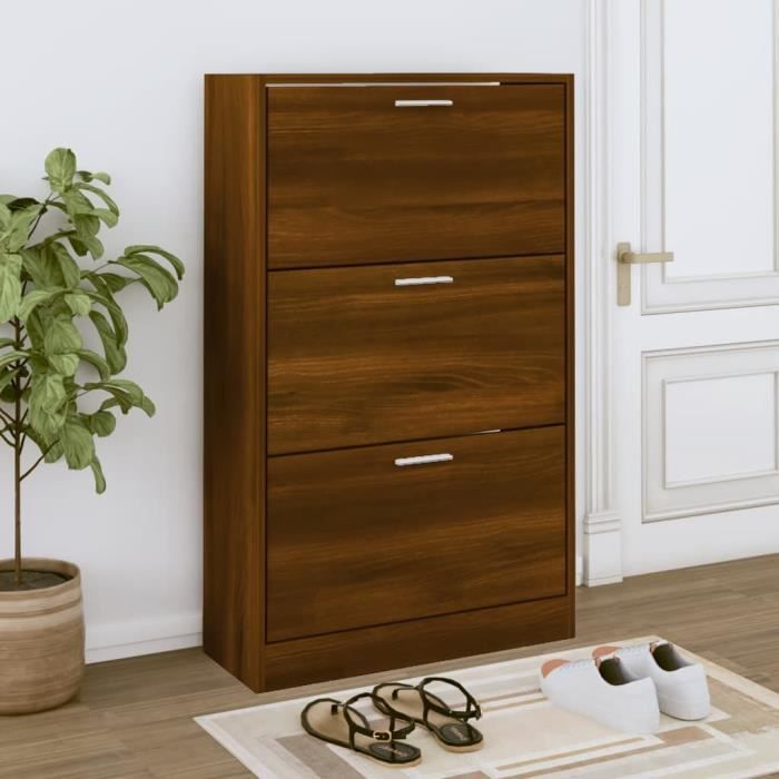 342557 vidaXL Shoe Cabinet Brown Oak 63x24x103cm Engineered Wood