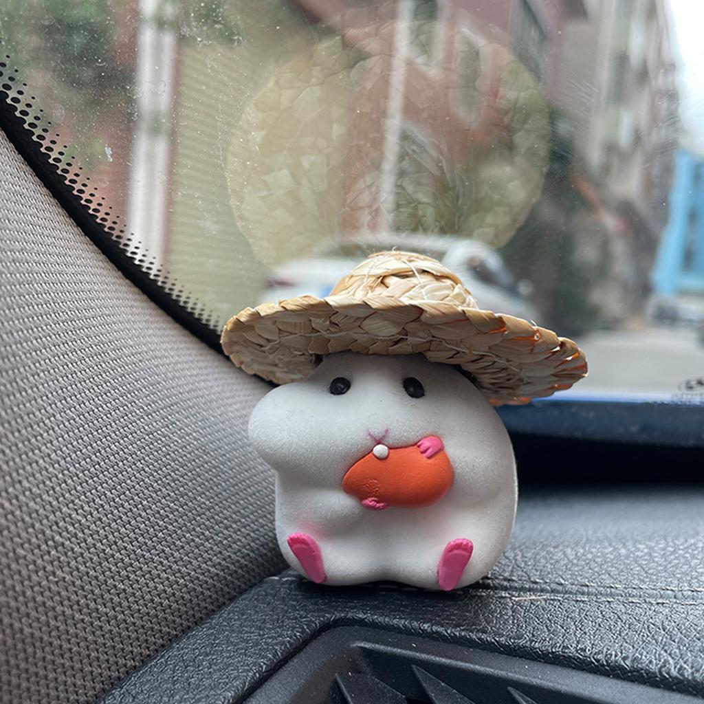 Hamster Car Decor Accessory Easy To Install Dashboard Ornament Fun Hamster Eating Seeds Vehicle Figurine for Interior