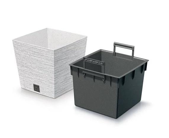 Furu Quadratischer Öko-Holz-Blumentopf - Weiß FSC Mix - Pp-Dfs300W