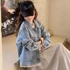 Popular Lace-Trimmed Denim Jacket for Women - Petite, Versatile Spring Wear with a Hot Look