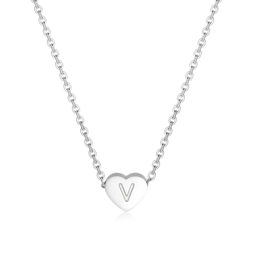 Amaxer Heart Shaped Alphabet Necklace A To Z 26 Letters Initial Necklaces For Women Pendant Gifts Jewelry