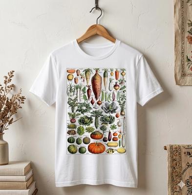 Herren- und Damen-T-Shirts Vintage Gemüsekunde Botanischer Nutzgarten