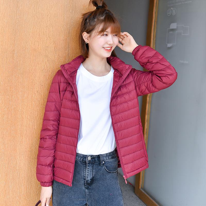 Light Down Jacket Women's Short Winter Take-off Hat Fashion Slim-fit Hooded Stand-up Collar Women's Thin Coat