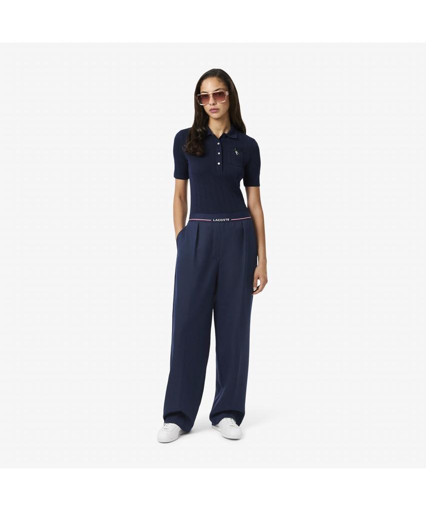 LACOSTE Women'S Logo Elastic Waist Wide Pants Hf8428-55N 166
