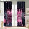 2pcs, Curtains 2D plane printing Pink Princess Crown Window Polyester Easy Install (without rod) Decorations Outdoor Use for