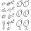 Jstyle Hypoallergenic Earring Stacks for Women Stainless Steel Earrings | 20G Cartilage Earrings for Multiple Piercings, Small Studs Huggie Hoops
