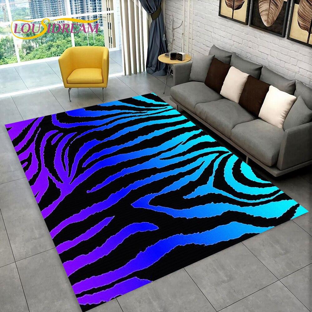 3D Colorful Zebra Pattern Area Rug,Carpet Rug for Living Room Bedroom Sofa Office Doormat Decoration, Kids Non-slip Floor Mat