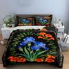 Blaue Iris, orange Blumen. Bettwäsche-Sets Bettbezug-Sets Bettbezüge Kissenbezüge(1 * Bettbezug 2 * Kissenbezüge ohne Bettdecke)