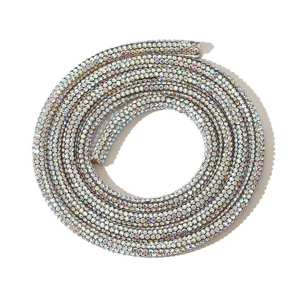 Круглый шнурок Обувь Сумки Свадебное платье Стразы Веревка Стразы Стекло Хрусталь Шнур Полностью стразы Трубка 3mm