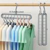 3pcs Heavy-Duty Foldable 9-Hole Plastic Hangers - Space-Saving, Closet Organization, Room, Wardrobe, Home, and Dormitory Storage Solution
