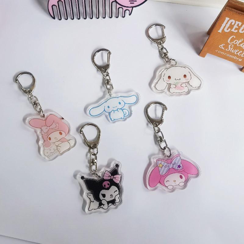 Melody Kuromi Cinnamon Dog Pendant Keyring Cute Keychain Kitty Schoolbag Pendant Acrylic Bag Pendant Accessories