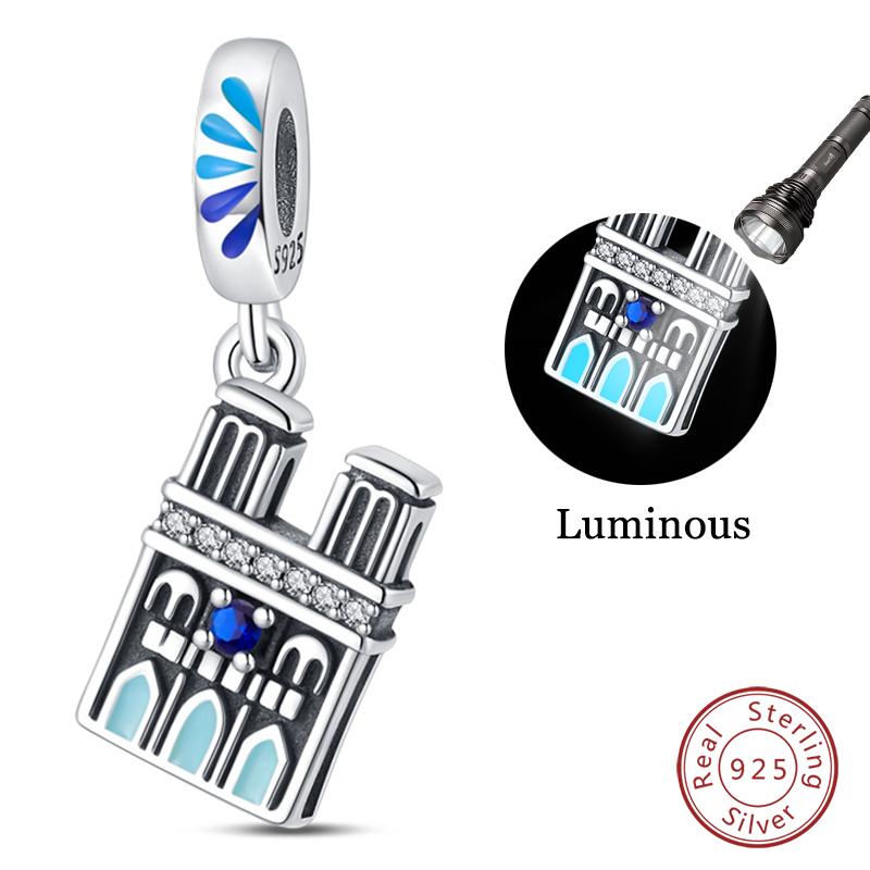 Original 925 Silver Travel Charm New York Rome Vienna Pendant Landmark Building Pendant Fit Bracelet Fine DIY Jewelry