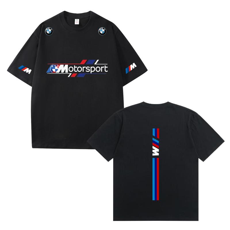 

D06-117 MINISO 2026 Літня BMW Motorsport Чоловіча Жіноча 100% Бавовняна Футболка Вболівальник гоночного автомобіля Повсякденна з коротким рукавом З круглим вирізом Верх XL чорний