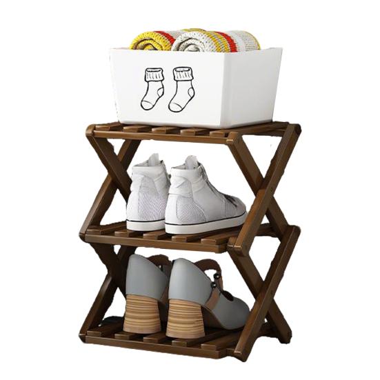 Mehrstöckiges schuhfreies Schuhregal, faltbar, schmal, Bambus-Schuhregal, platzsparend, Eck-Schuhorganizer für Eingangsbereich, Schrank, Wohnheim