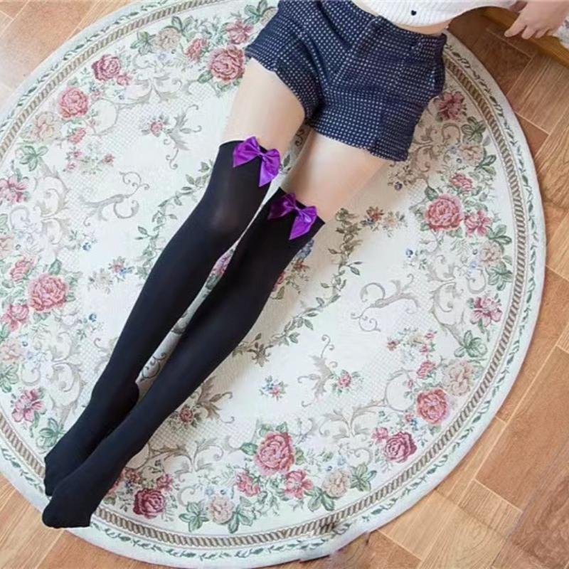 Women Socks Japanese Style Sexy Knee High Socks Medias Cosplay Bow Long Stockings Black White Girls Student School Socks