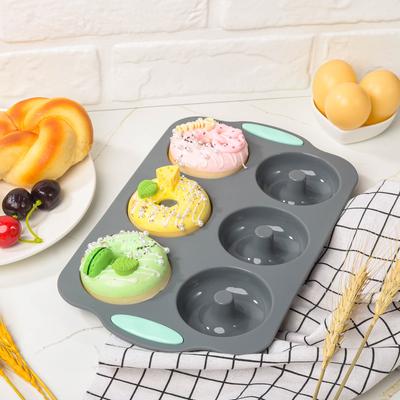 6 Hole Silicone Donut Mold Non-Stick Baking Mould Cake Chocolate Round Mold Heat Resistant Pudding Macaron Cake Mold Pastry Tool