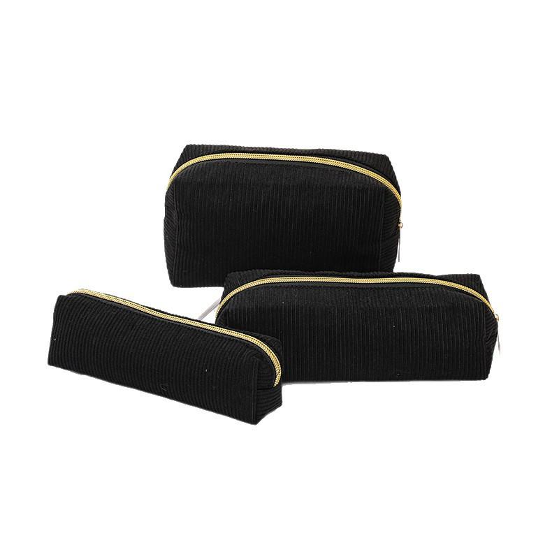 Reusable Corduory Women's Cosmetic Zipper Bags Women Kids Travel Makeup Case Accessories Student Pencil Case Pouch
