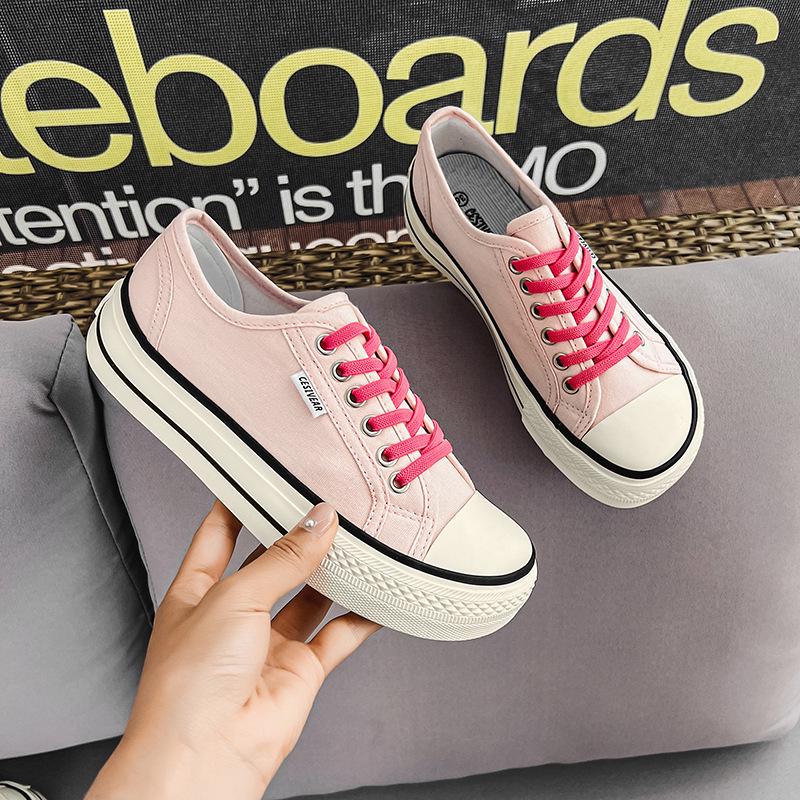 2023 Women's Wide Head Canvas Sneakers - Mango Head, Thick Sole, All-Match for Spring, Summer, and Autumn