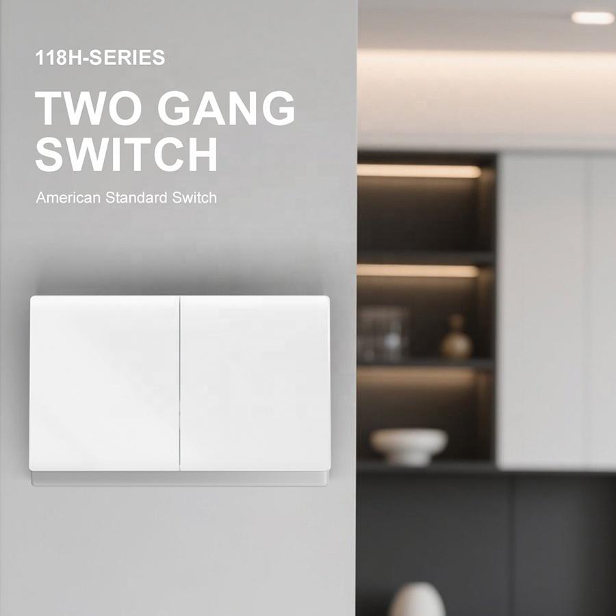 Mezeen Wandschalter PC-Panel Großer Kippschalter 2-fach 1 2 3-Wege Lichtschalter Mit austauschbarem Glas Blau Grau Weißer Rand