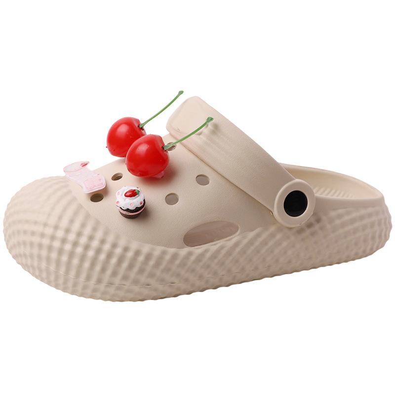Round head hole shoes women's fashion cartoon thick sole two wear summer new wear non-slip soft sole casual trendy shoes