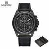 NAVIFORCE Men's Leather Watch Stopwatch Chronograph Calendar Luminous Hand Waterproof 3ATM Casual Business Fashion Watch NF8075