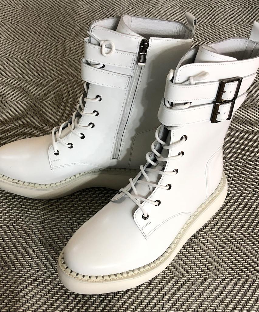 Joenshoe Magnum 2-Buckle Oversized Worker Boots White