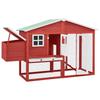 Chicken Coop with Nesting Box Red and White Solid Pine Wood