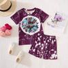Girls' New Style Suits Short-sleeved Tops Shorts Two-piece Set Trendy Animal and Plant Prints