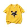 Kids Cotton T Shirt Adorable French Bulldog Zipper Print Crew Neck Short Sleeve Tee Casual Boys Girls Summer Tops