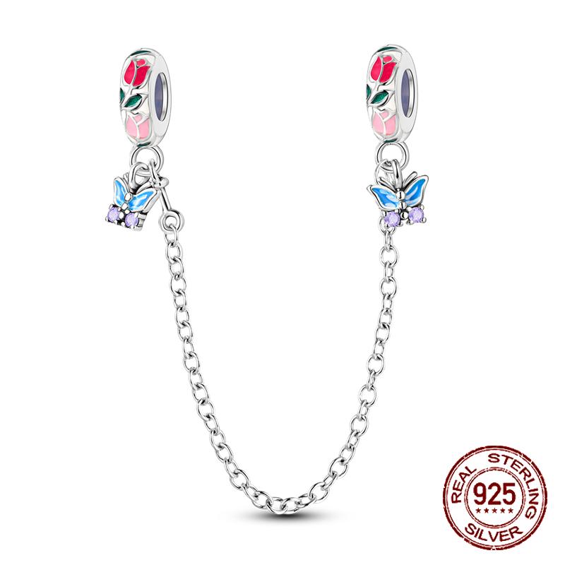 Copper Metal Blue Series Dragonfly Butterfly Bird Pansy Flower Pendant Bead Component Charm Bead Component Compatible With 4MM hole diameter Bracelet