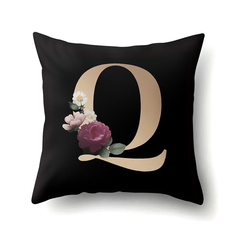 Polyester Pillowcase Home Car Decoration Printing Pillowcase 26 English Letter Cushion Cover