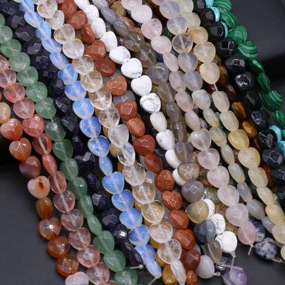 Natural Stone Beads Turquoise/Agates Heart-Shaped Faceted Beads For Jewelry Making DIY Necklace Bracelet Earrings Accessory