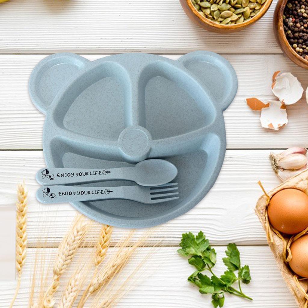 Divided Plates Set 3-Compartment Leakproof for Toddler Kids 