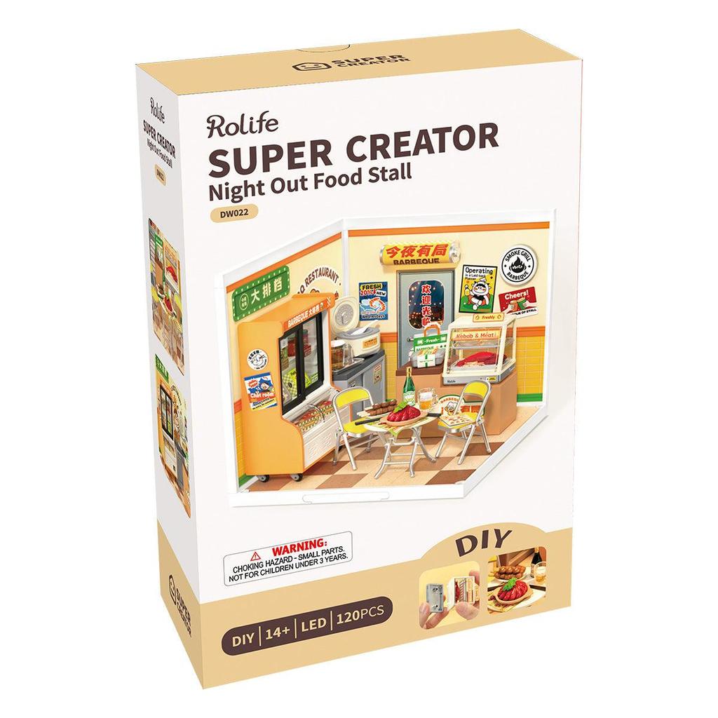 ROBOTIME Rolife 3D Puzzle Super Creator Night Out Stall DIY Miniature House (DW022) | 1:24 Scale