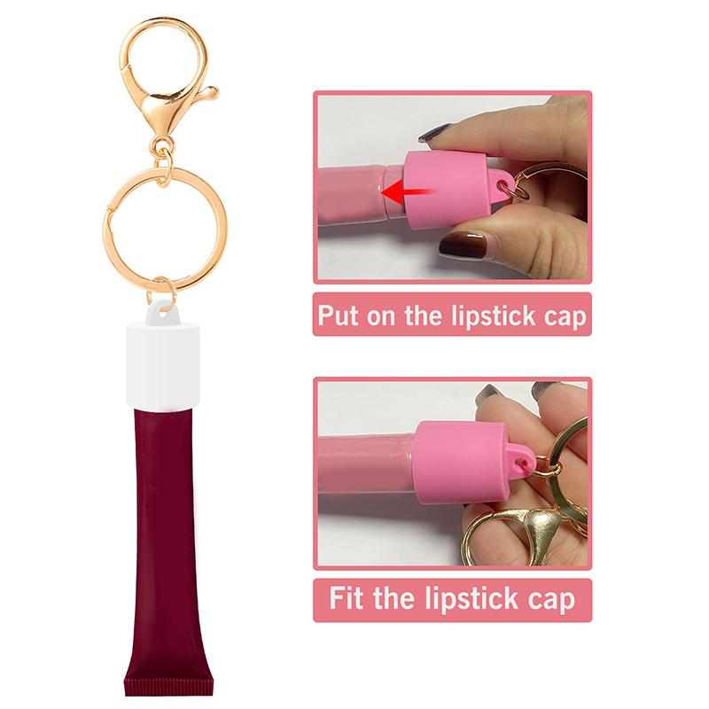 1 Pcs Practical Silicone Keychain Cap Accessories Portable Durable Holder Keyring Compatible For Lipgloss Storage And Balm Cap