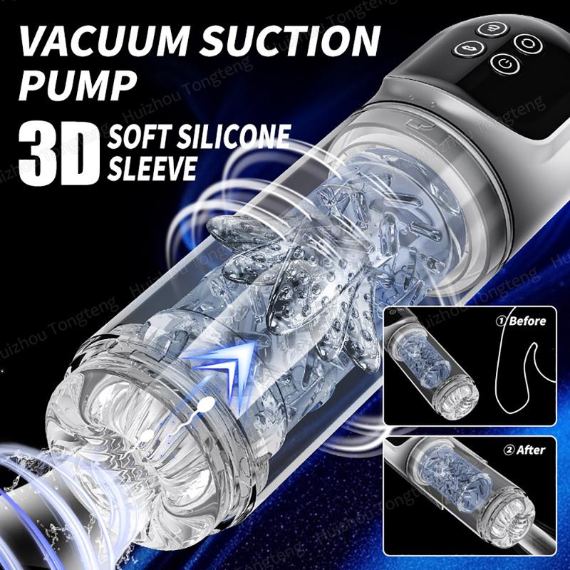 Neuer männlicher Masturbator mit automatischer Drehung und LCD-Anzeige, Saugen, Lecken, 6 Sekunden Vakuum-Penispumpe, Wasser-SPA, echte Taschenmuschi, Sexspielzeug für Männer ab 18 Jahren