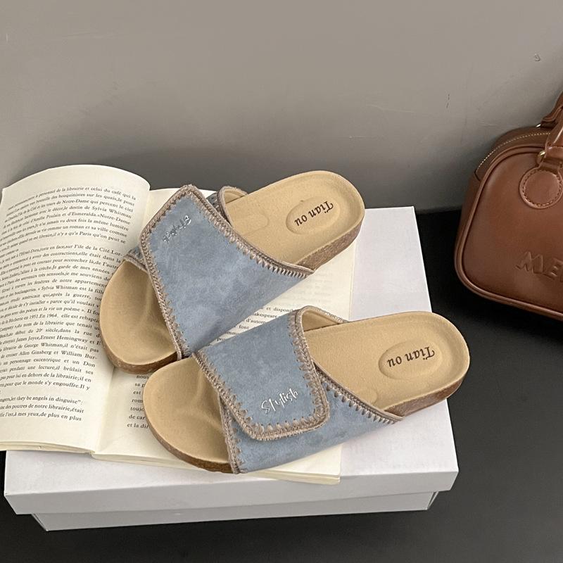 Korean personality irregular thick bottom one-word drag women's summer new fashion outer wear light open-toed muffin cool slippers